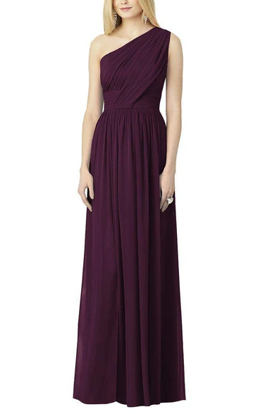 One Shoulder Ruched Long Bridesmaid Dress