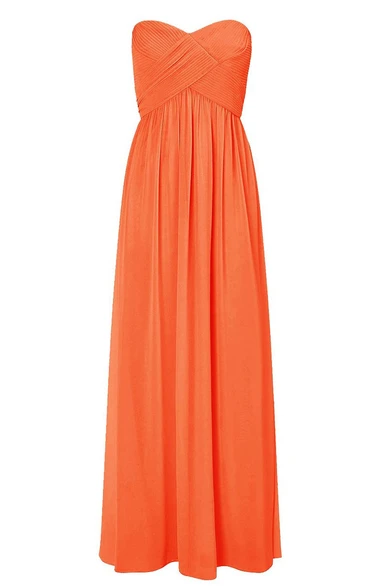 Strapless Sweetheart Criss-cross Chiffon A-line Gown