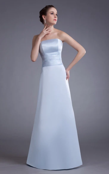 Simple Satin Floor-Length Dress With Ruching Waist