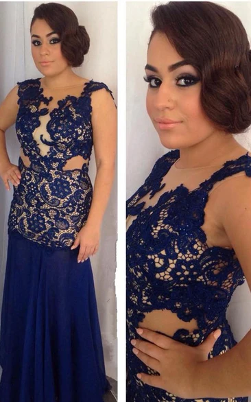 Newest Lace Appliques Mermaid Evening Dress Sweep Train