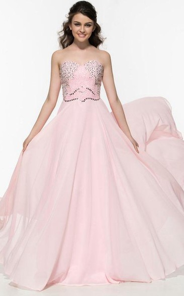 A-Line Sweetheart Beading Sequins Prom Dress