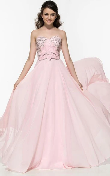 A-Line Sweetheart Beading Sequins Prom Dress