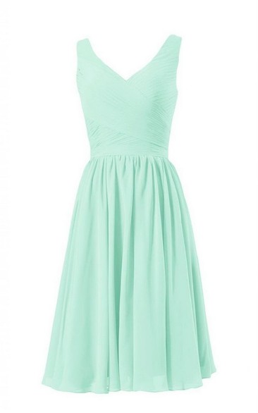 Chic V-neck Criss-cross Chiffon A-line Gown