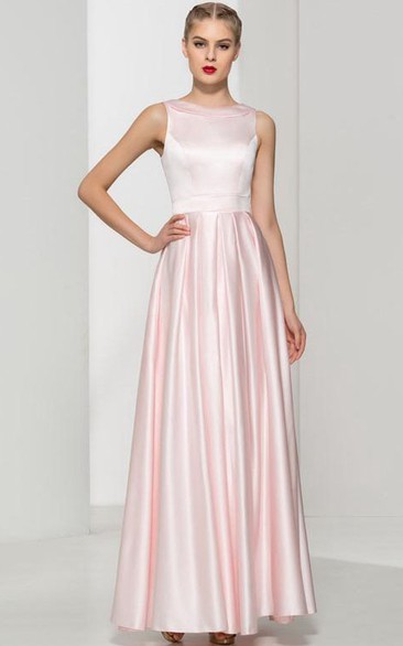 Scoop Neck Ruffles Pink Prom Dress
