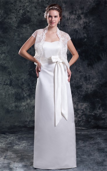 Beautiful Sleeveless Satin Sheath Sweetheart Wedding Dresses With Jackets