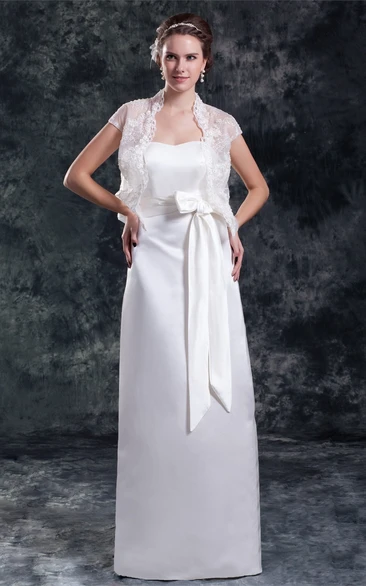 Beautiful Sleeveless Satin Sheath Sweetheart Wedding Dresses With Jackets
