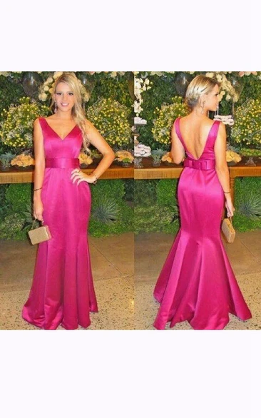 Trumpet Floor-length Backless Satin Dress