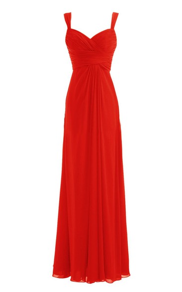 Spaghetti Straps Long Chiffon Dress With Basque Waist