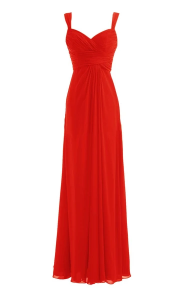 Spaghetti Straps Long Chiffon Dress With Basque Waist