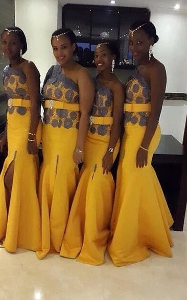 Beautiful Yellow One Shoulder Prom Dress on Sale