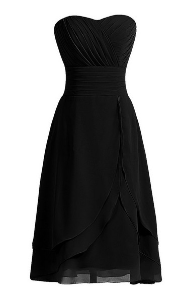 Strapless Layered Chiffon Dress With Zipper Back