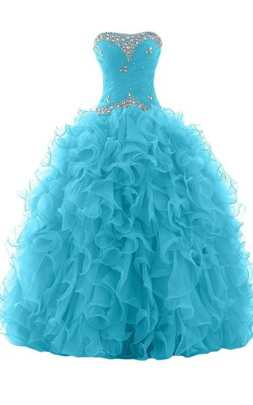 Luxurious Organza Ball Gown With Rhinestones