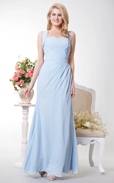 Graceful Sweetheart Sheath Chiffon Long Dress With Bow