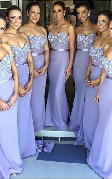 Sexy Sweetheart Sleeveless Mermaid Bridesmaid Dress With Appliques