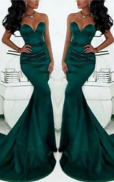 Gorgeous Sweetheart Mermaid Prom Dress Dark Green With Train