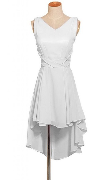 Sleeveless V-neck High-low Layered Chiffon Dress