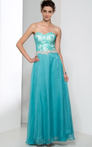 A-Line Sweetheart Beading Lace Prom Dress