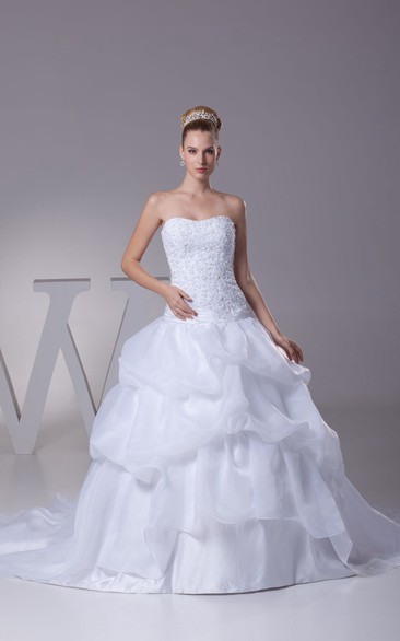 Strapless Pick-Up A-Line Gown With Rhinestone and Corset Back