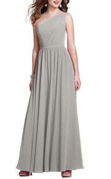 One Shoulder Ruched Chiffon Bridesmaid Dress