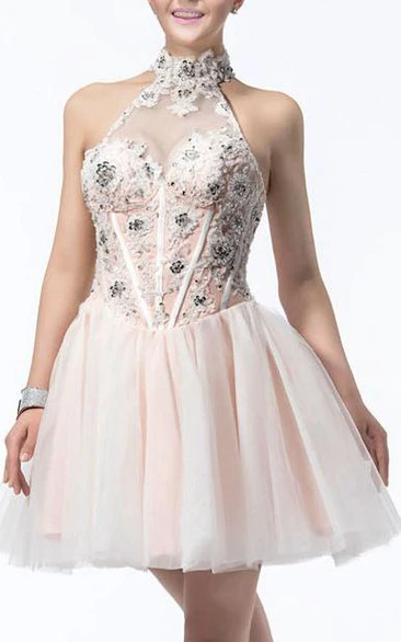 Latest A-line Sleeveless Appliques&Sequins Jewel Neck Short Length Cocktail Dress